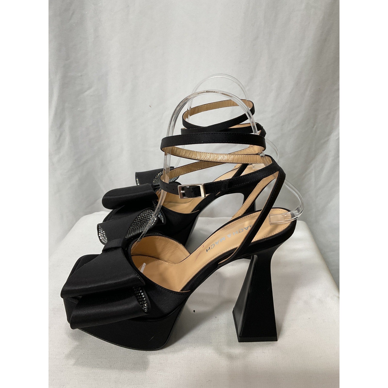 Mach & Mach 'le Cadeau' Black Platform Heeled Sandals Size 6.5