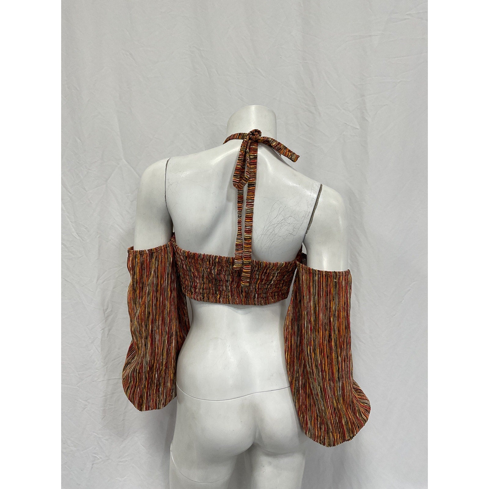 Ronny Kobo 'Swayze' Brown Polyester Marled Knit Crop Top Size S
