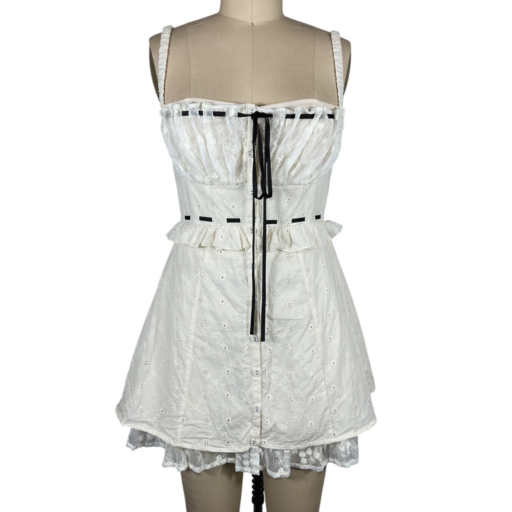For Love & Lemons 'Sora' White Cotton Mini Dress Size S
