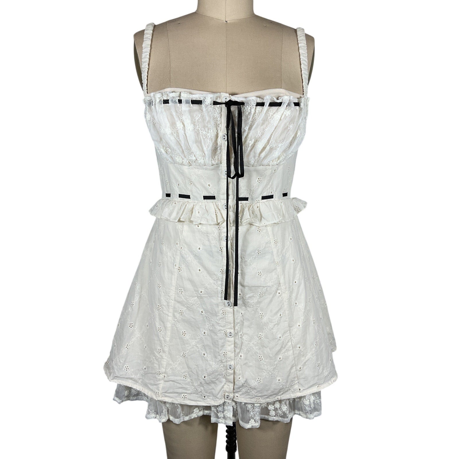 For Love & Lemons 'Sora' White Cotton Mini Dress Size S