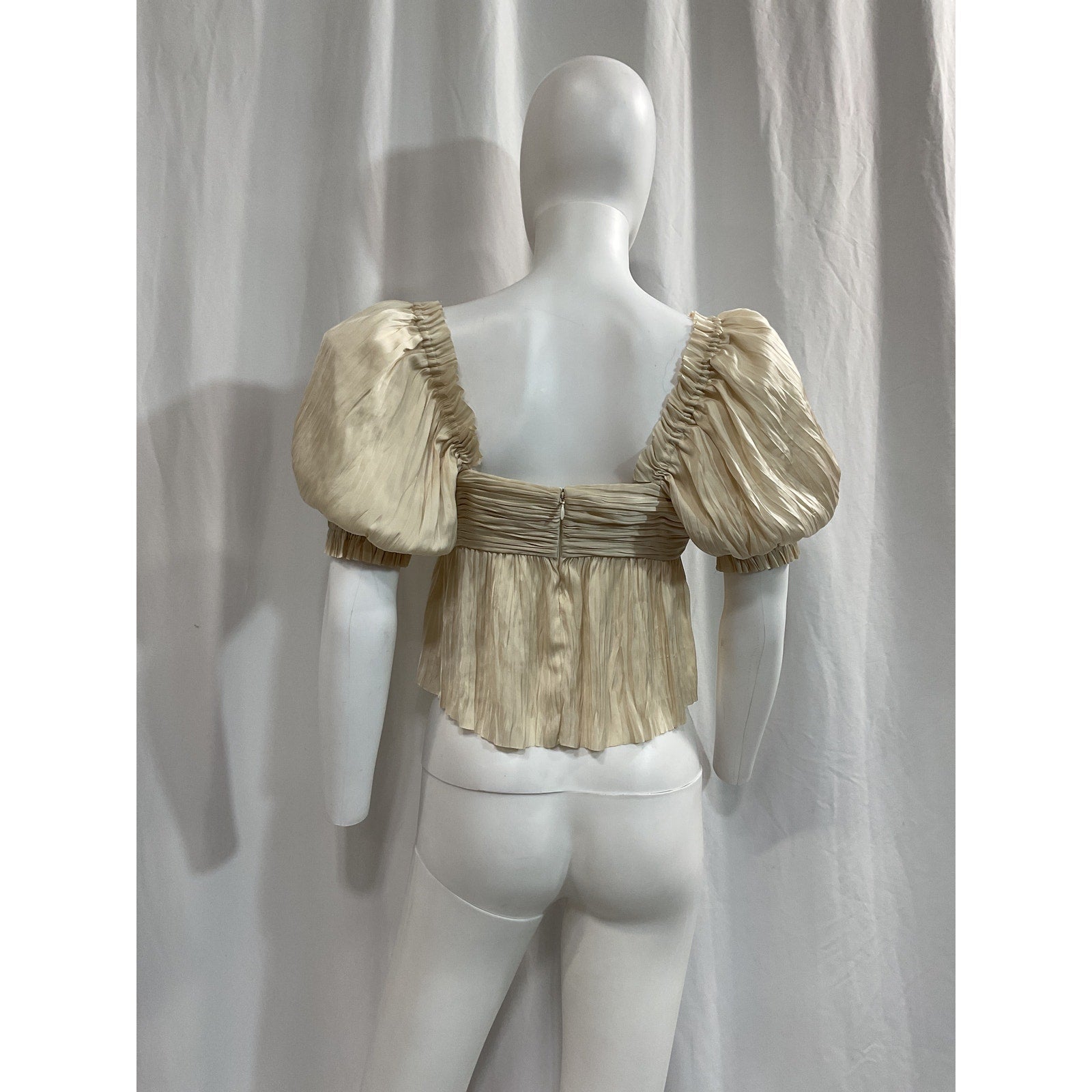 Frame Puff-Sleeve White Square-Neck Top Size S