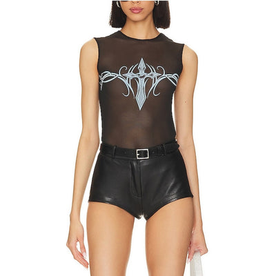 Miaou Sheer Black Drew Tank Top Size M