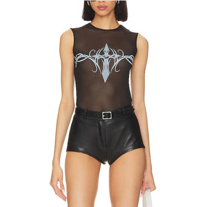 Miaou Sheer Black Drew Tank Top Size M