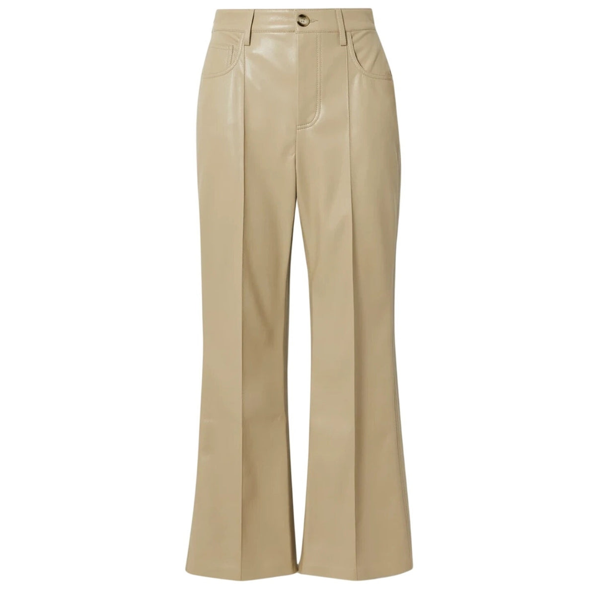 Nanushka Cropped Vegan Leather Beige Zoey Flared Pants Size X Small