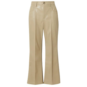Nanushka Cropped Vegan Leather Beige Zoey Flared Pants Size X Small