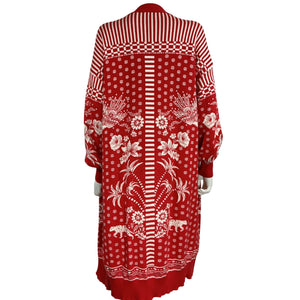 Farm Rio Knit Red Tropical Cardigan Size XS