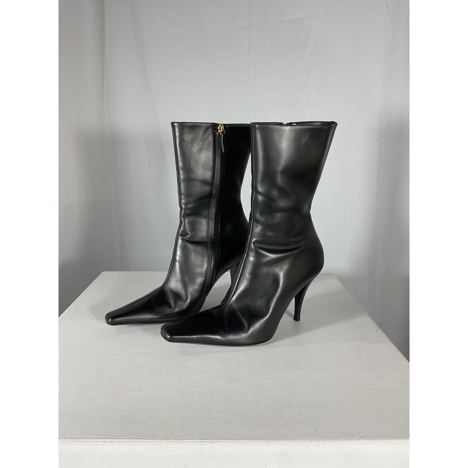 The Row 'Shrimpton' Black Leather Ankle Boots Size 9