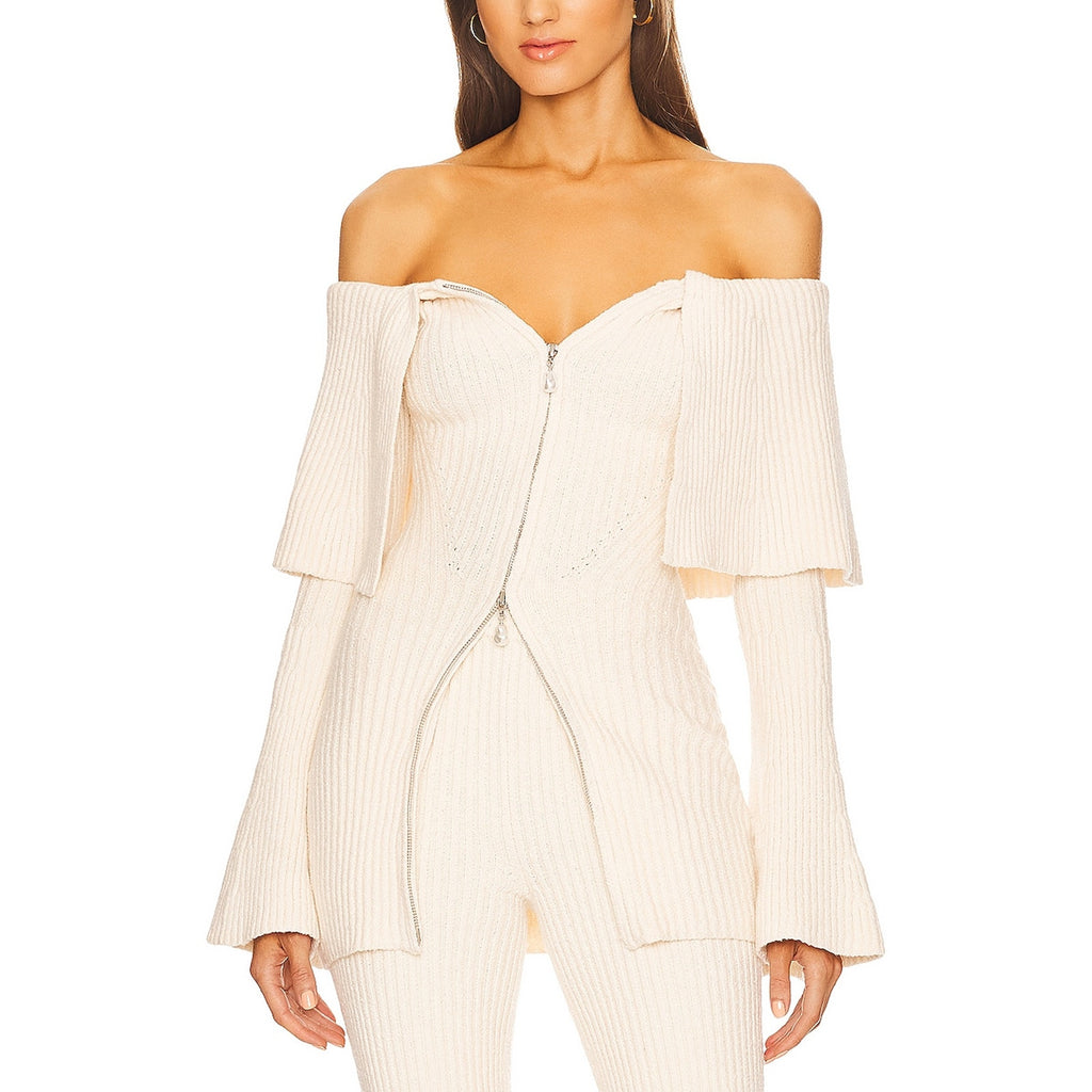 House Of Harlow 1960 'Akari' White Cotton Off Shoulder Sweater Size XS