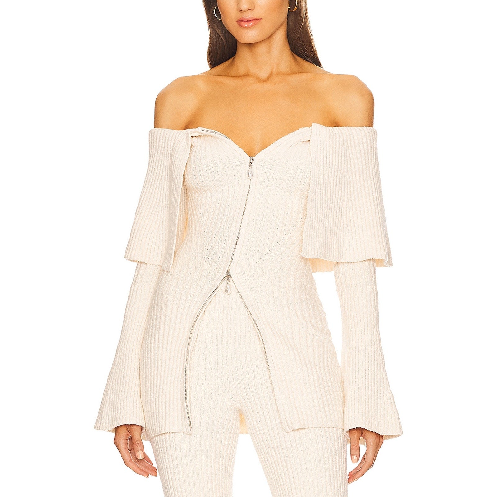 House Of Harlow 1960 'Akari' White Cotton Off Shoulder Sweater Size XS