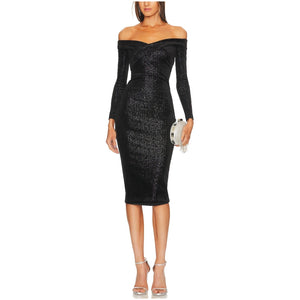 Michael Costello Elegant Black Hana Midi Dress Size XS NWT