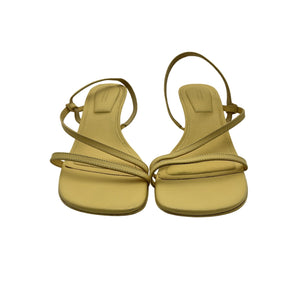 Simkhai 'Cedonia' Yellow Leather Simkhai Logo Stud Strappy Kitten Heel Sandals Size 7