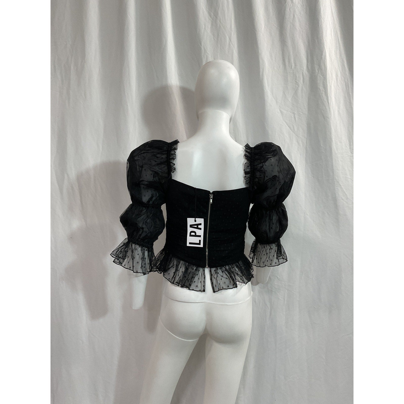 Lpa 'Dolores' Black Jacquard Cut Out Mesh Top Size M - NWT