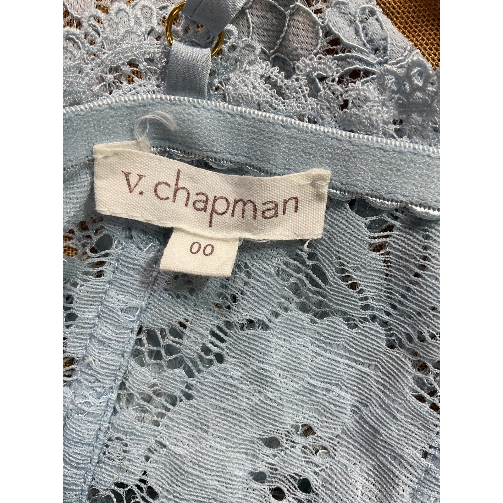 V. Chapman 'Lace' Blue Pattern Midi Length Dress Size 0