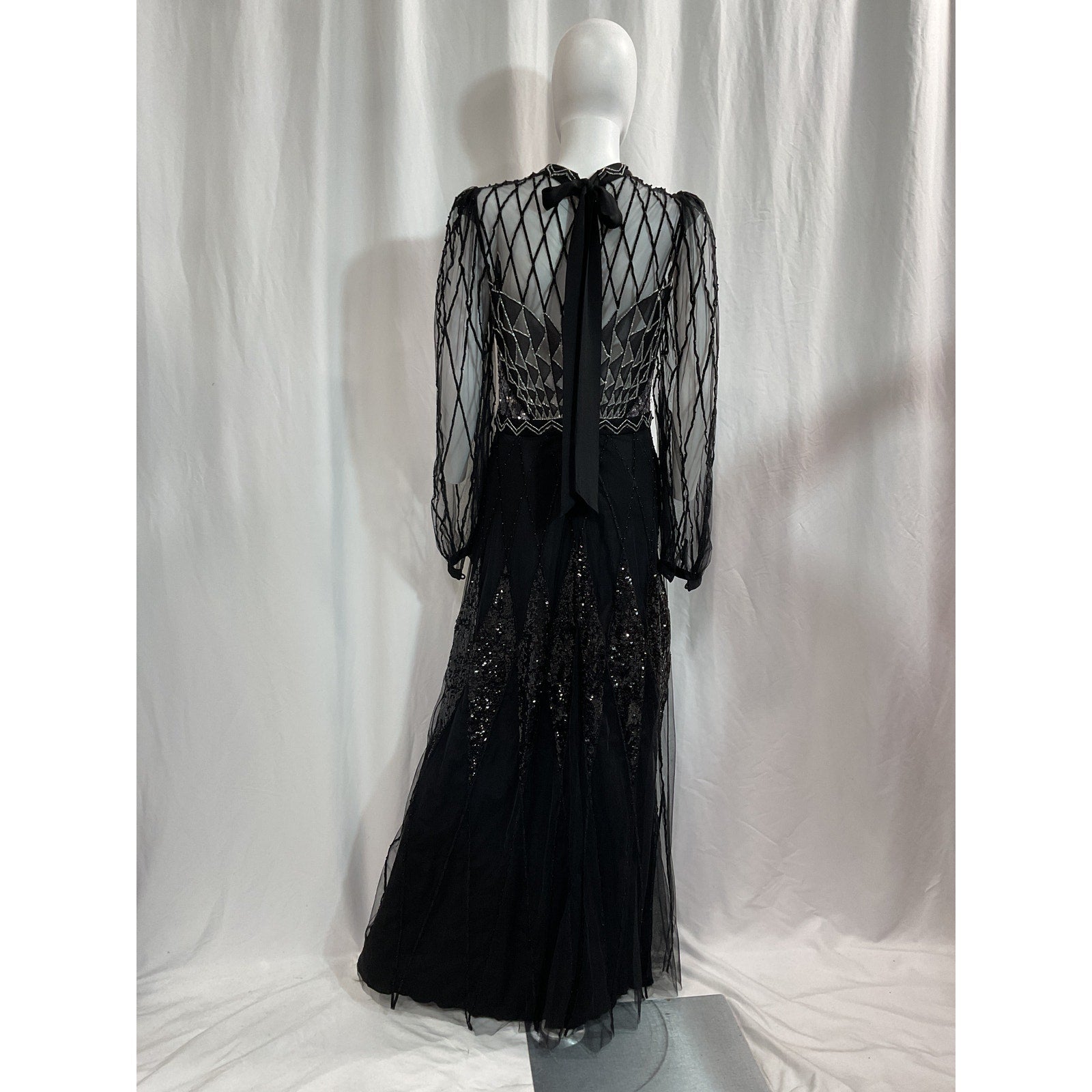 Temperley 'London' Black Gene Sequin-Embellished Long Dress Size 14