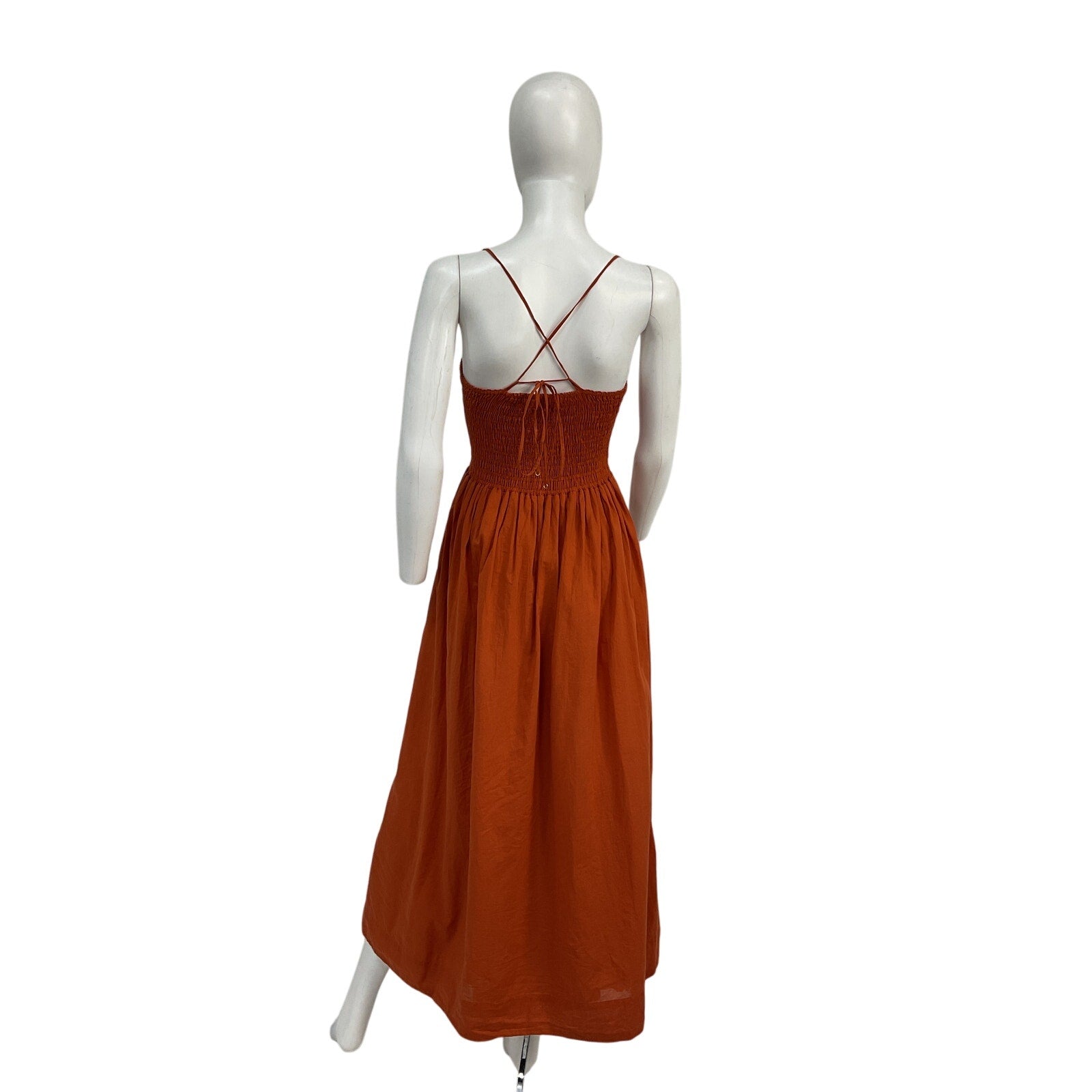 Faithfull The Brand 'Agolde' Orange Cotton Midi Dress Size M