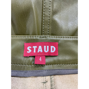 Staud 'Chisel' Green Faux-Leather Pants Size 4
