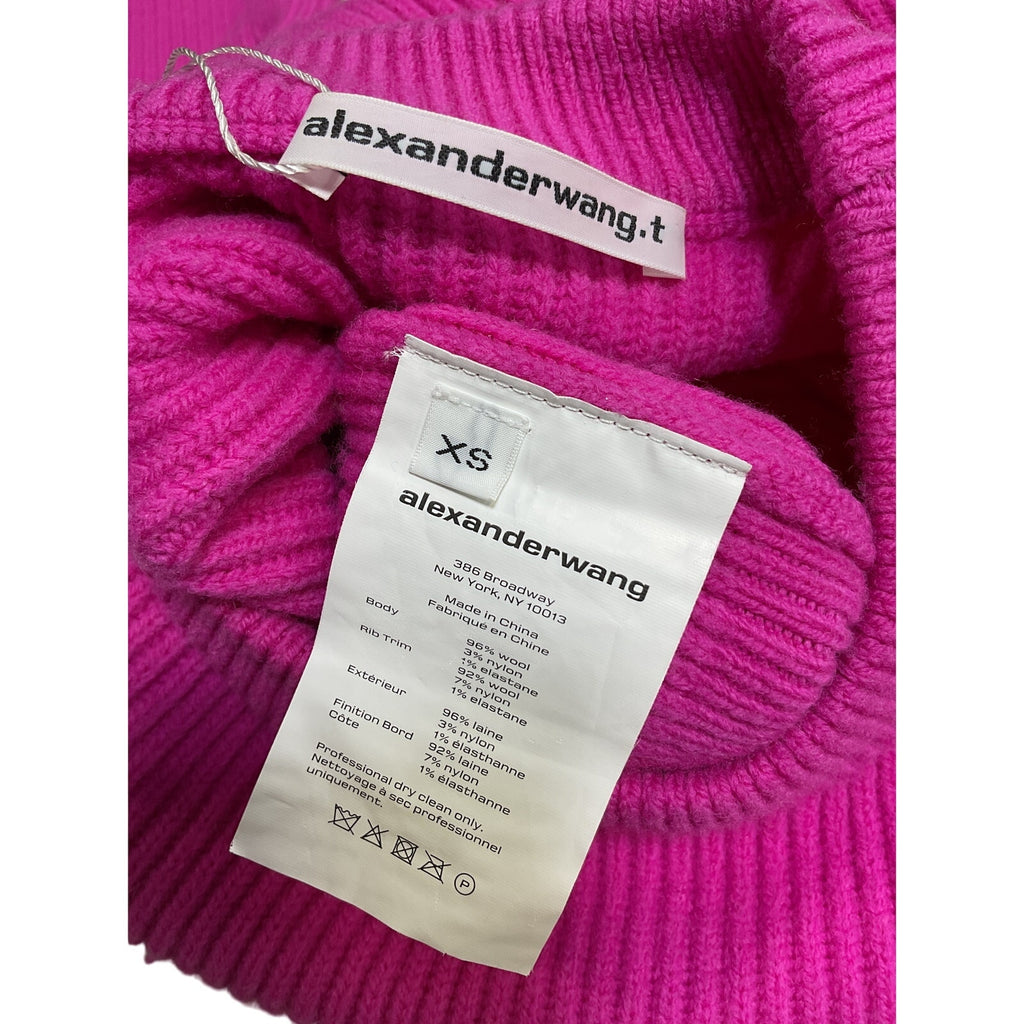 Alexander Wang Pink Wool Cropped Ribbed Sweater Size XS
