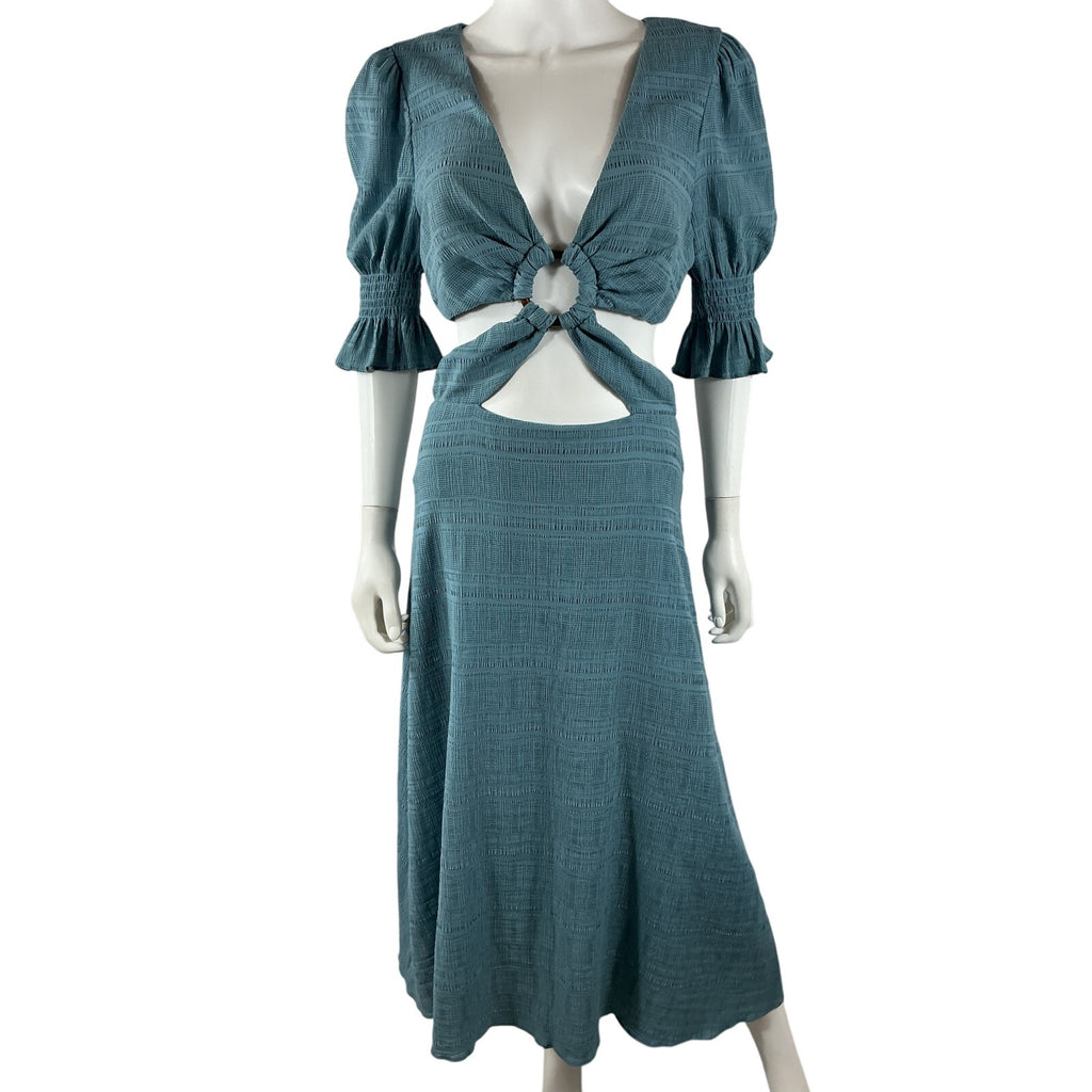 Tularosa 'Nanette' Blue Cotton Midi Dress Size S