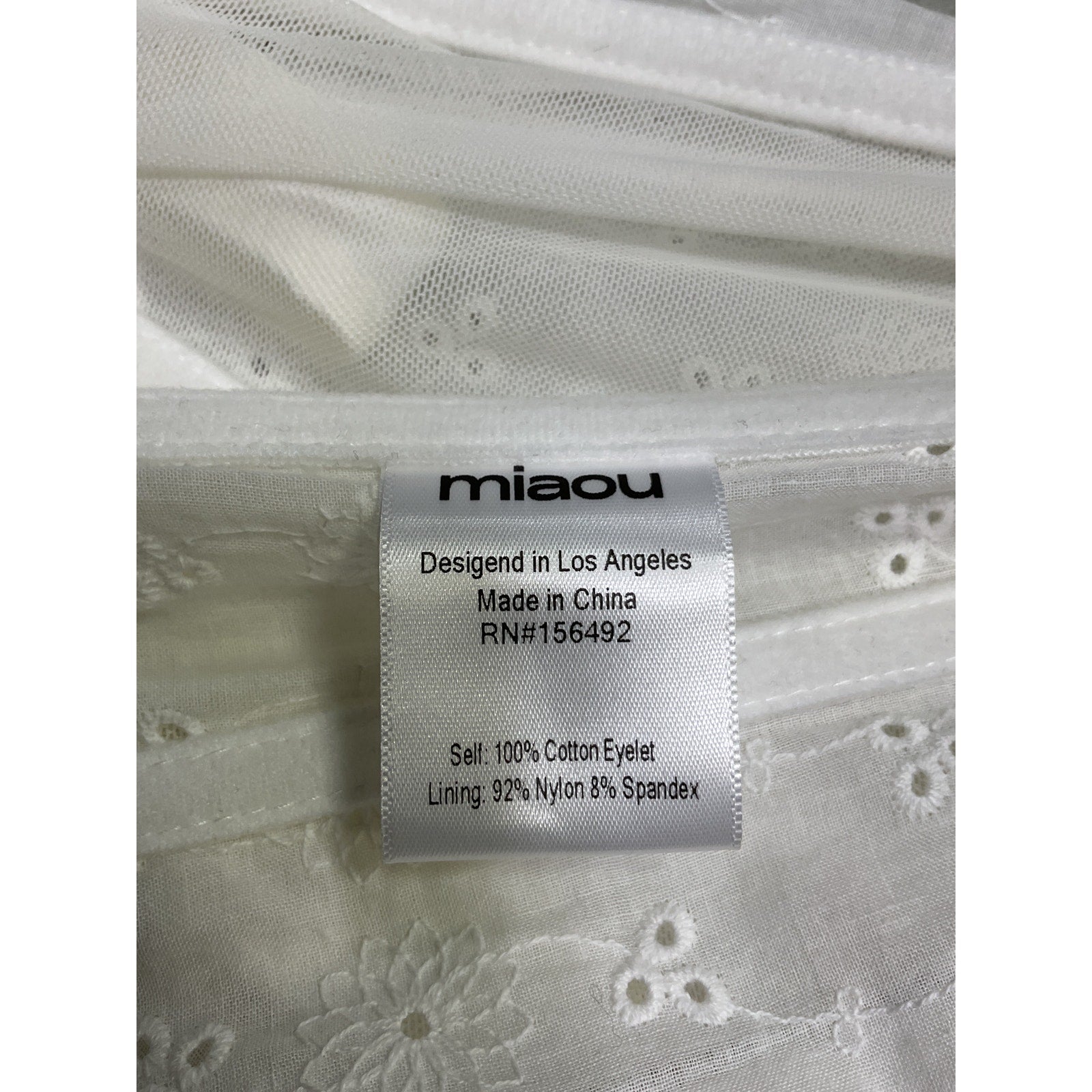 Miaou 'Deville' White Cotton Top Size M - NWT