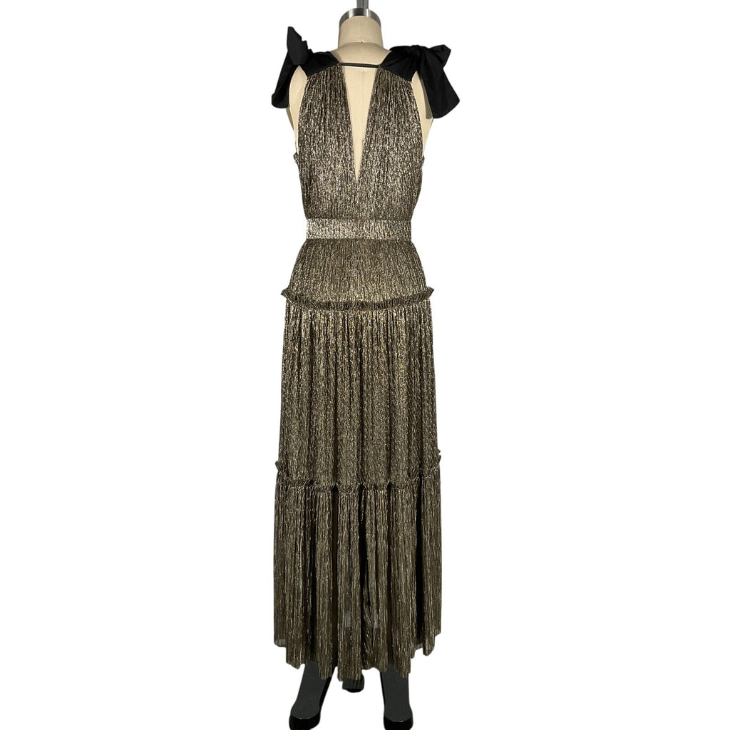 Sabina Musayev 'Ray' Gold Polyester Dress Size XS