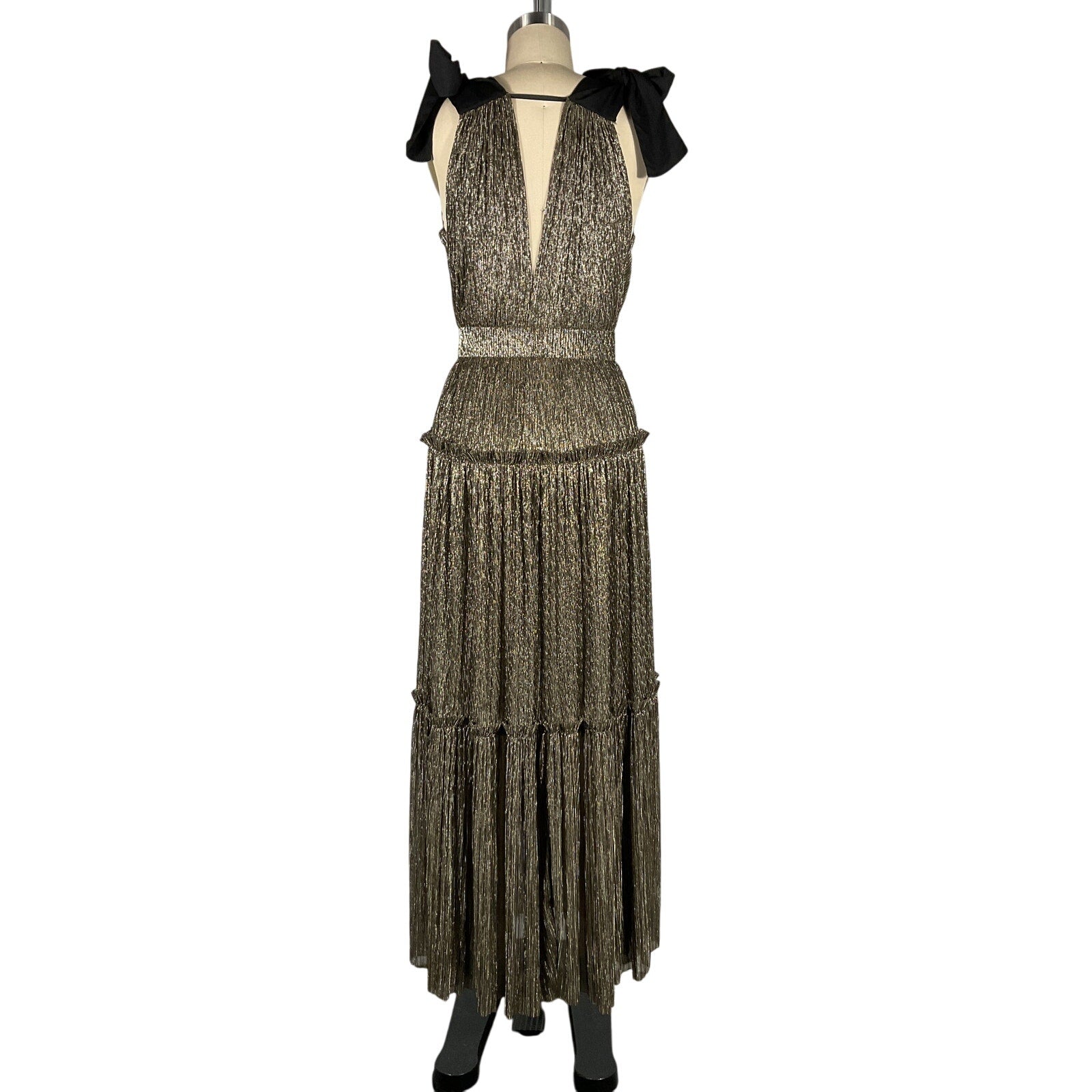 Sabina Musayev 'Ray' Gold Polyester Dress Size XS