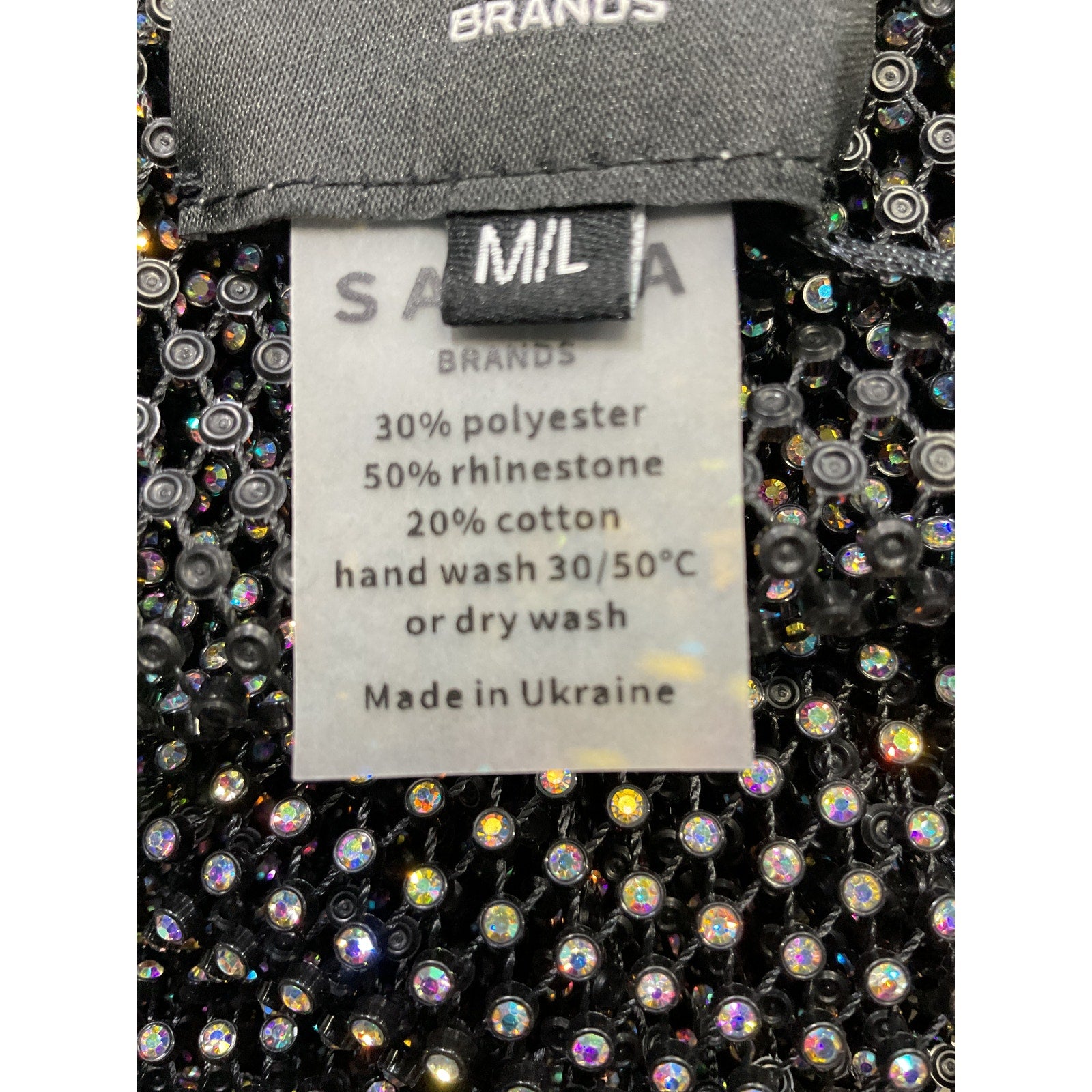 Santa Brands 'Crystal' Black Long Sleeve Top Size M - NWT
