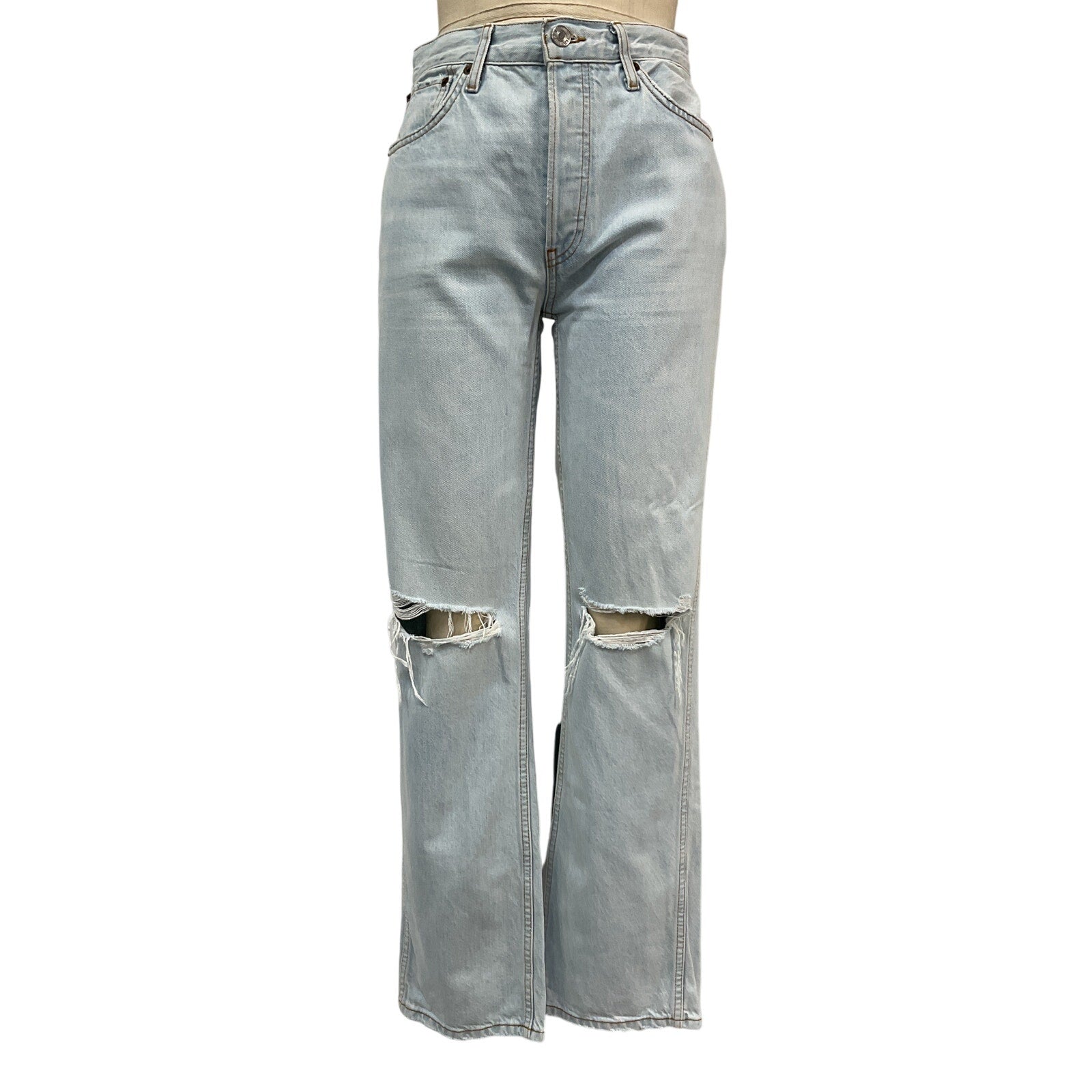 Re/Done Loose High-Rise Blue Cotton Straight Denim Jean Size 26