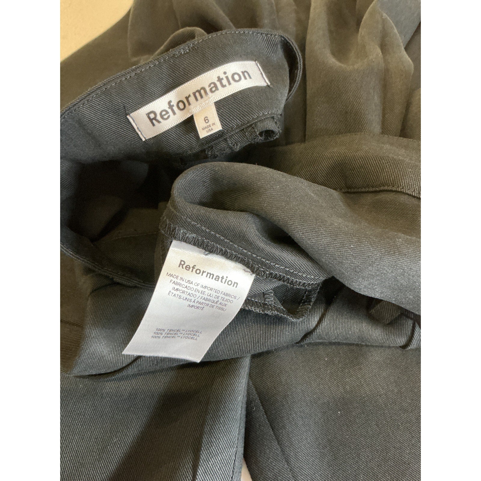 Reformation 'Mason' Black Tencel Lyocell Pant Size 6