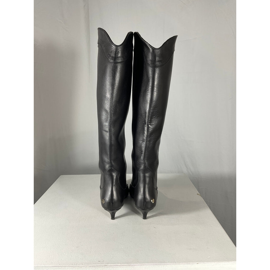 Anine Bing 'Tall Rae' Black Leather Boots Size 36