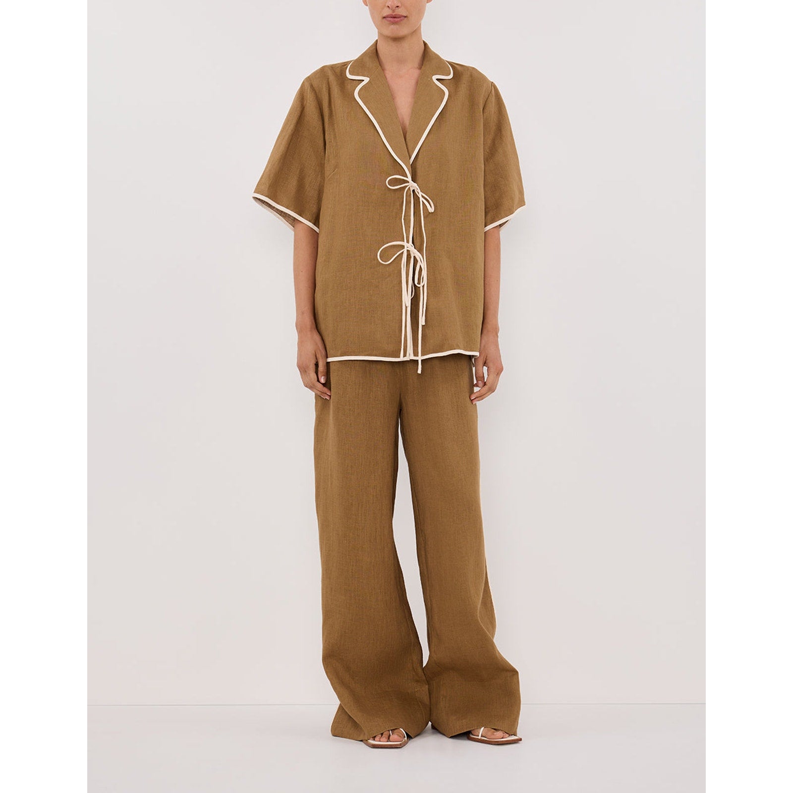 Dissh Tan Linen Shirt Size 6
