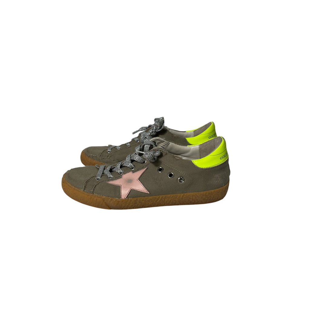 Golden Goose 'Star-Patch' Green Lace-Up Sneakers Size 7