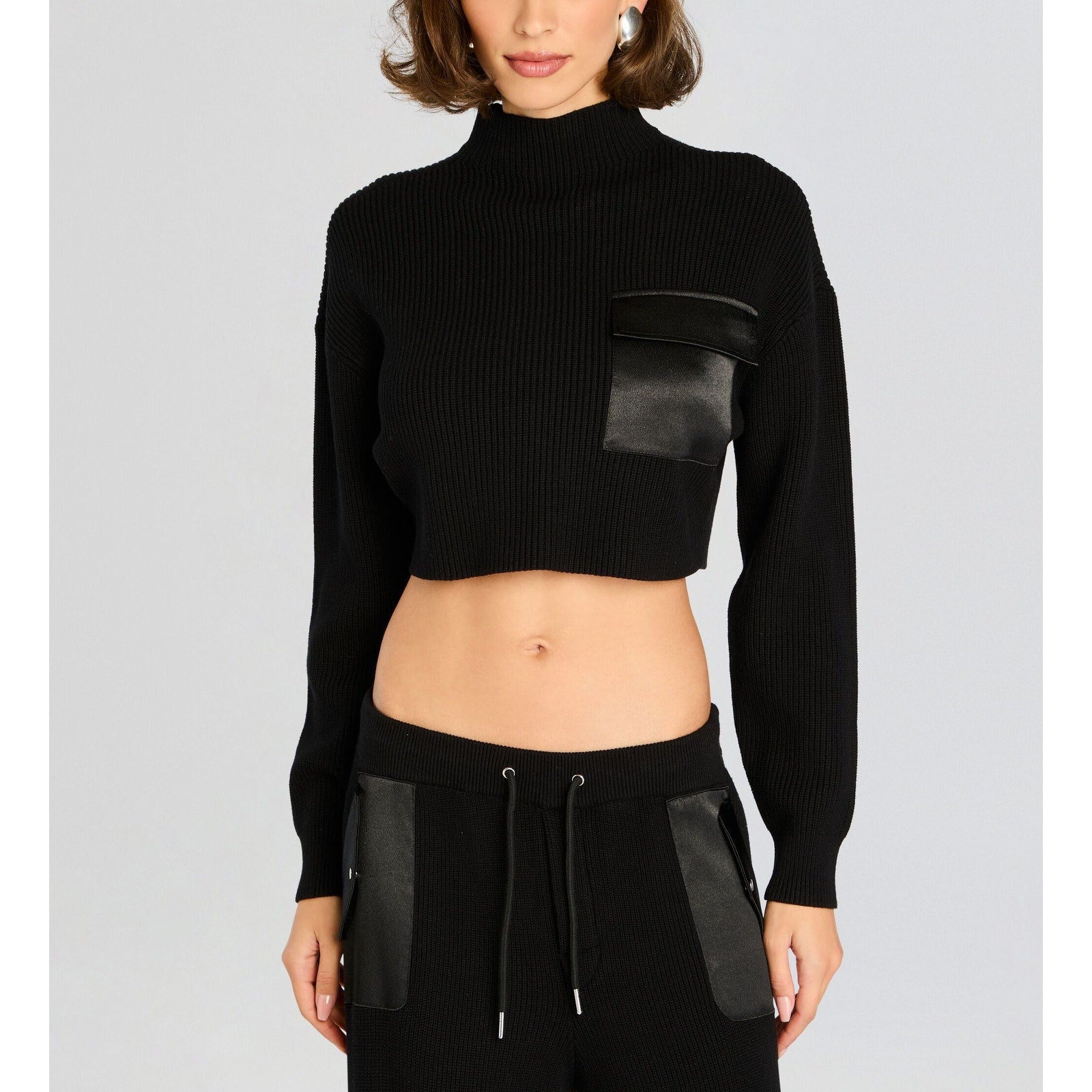 Ser.O.Ya 'Donna' Black Mid Cropped Sweater Size M