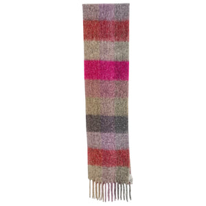 Acne Studios Oversized Multicolor Checked Fringe Scarf