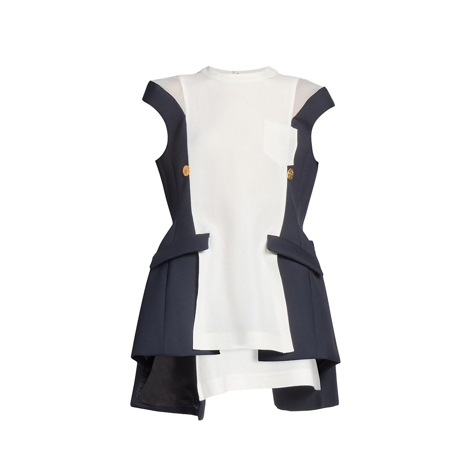 Sacai Double-Faced Off White Silk Top Size XS