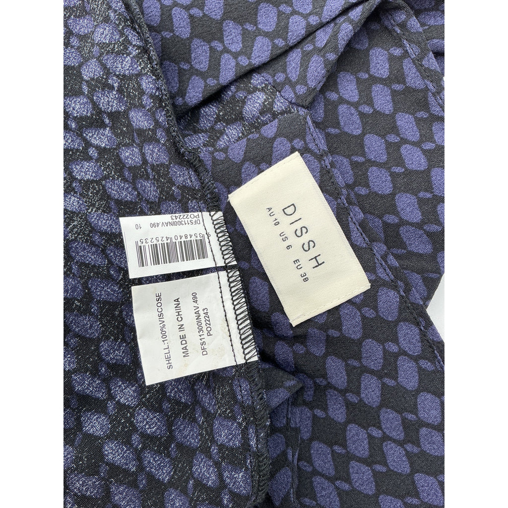 Dissh 'Fame' Blue Viscose Geo Slip Dress Size 6