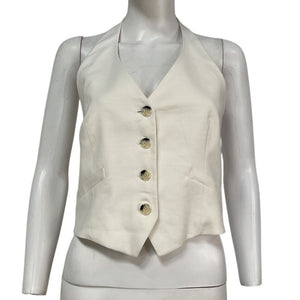 Veronica Beard Tailored Cream Arabella Halter Vest Size 4