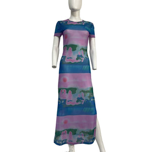 Miaou Sheer Blue Billie Midi Dress Size S