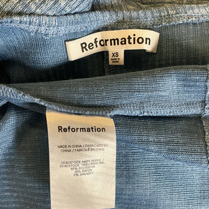 Reformation Ribbed Washed Blue Tracey Dress Size XS