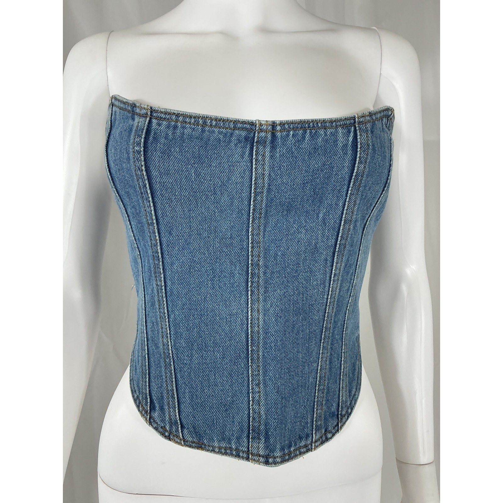Magda Butrym Blue Cotton Denim Bustier Size 34 - NWT