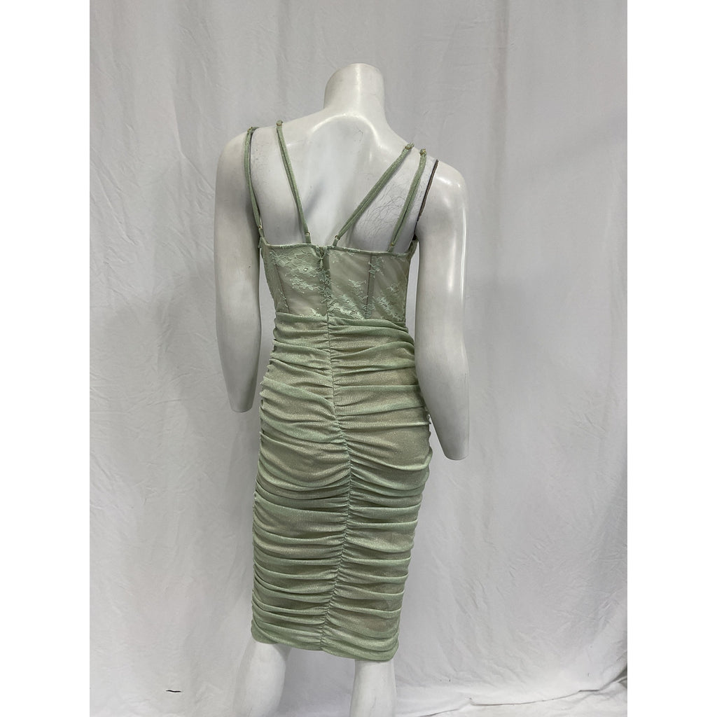 Michael Costello x Revolve 'Lulee' Green Polyester Midi Dress Size S