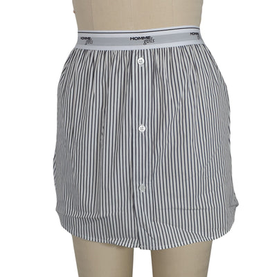 Hommegirls Button Front Faded Black Stripe Shirttail Miniskirt Size M