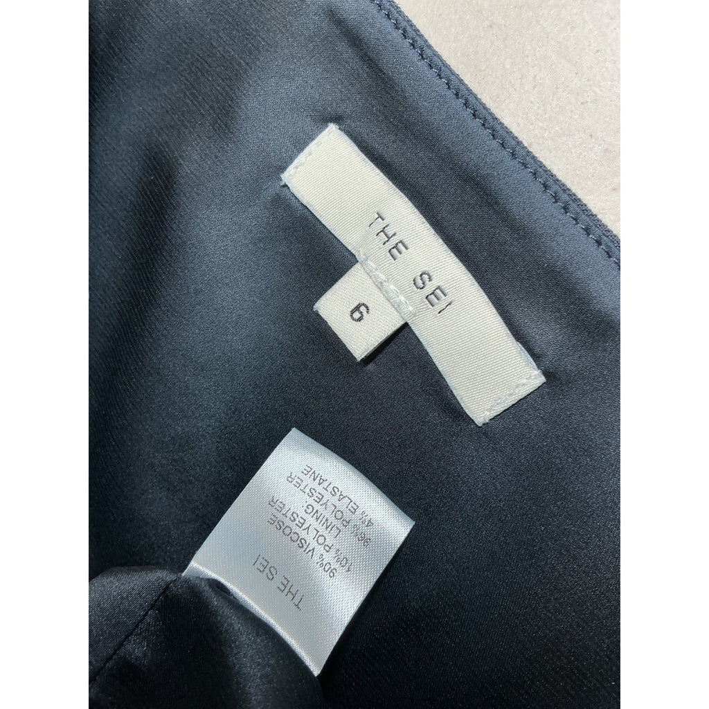 The Sei Cross Navy Viscose Front Halter Mini Dress Size 6