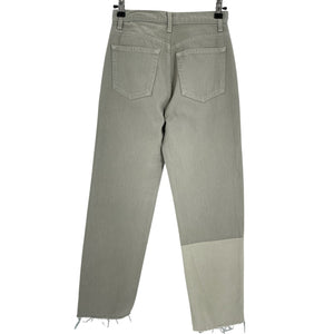 Reformation Tonal Patch High Rise Straight Green Ryan Denim Jeans Size 24
