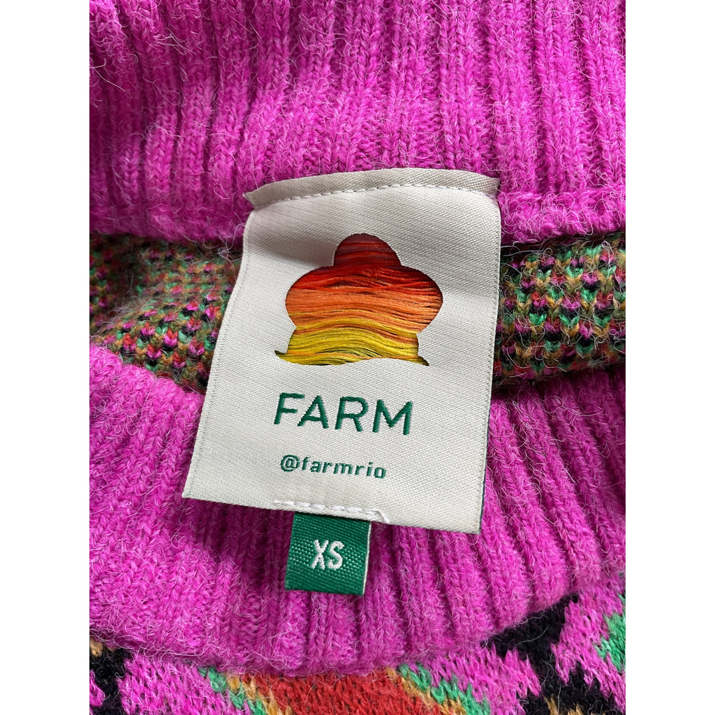 Farm Rio Bright Pink 'Leopards Ainika' Sweater Size XS