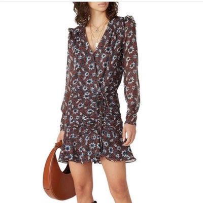 Veronica Beard Floral Burgundy Anjali Mini Dress Size 6