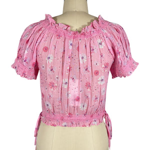 Loveshackfancy Floral Coral Blaze Rosalinda Crop Top Size XS NWT