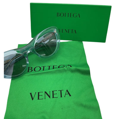 Bottega Veneta Sleek Light Blue Curvy Cat Eye Sunglasses