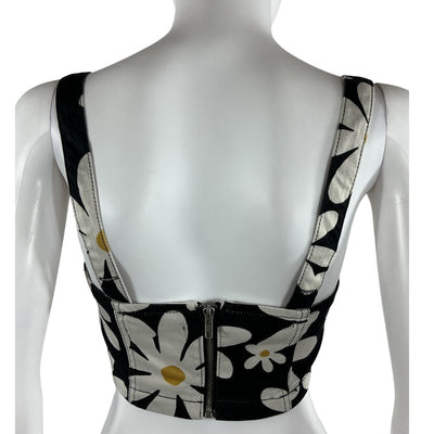 Reformation Floral Black/White Nikki Bustier Top Size 0