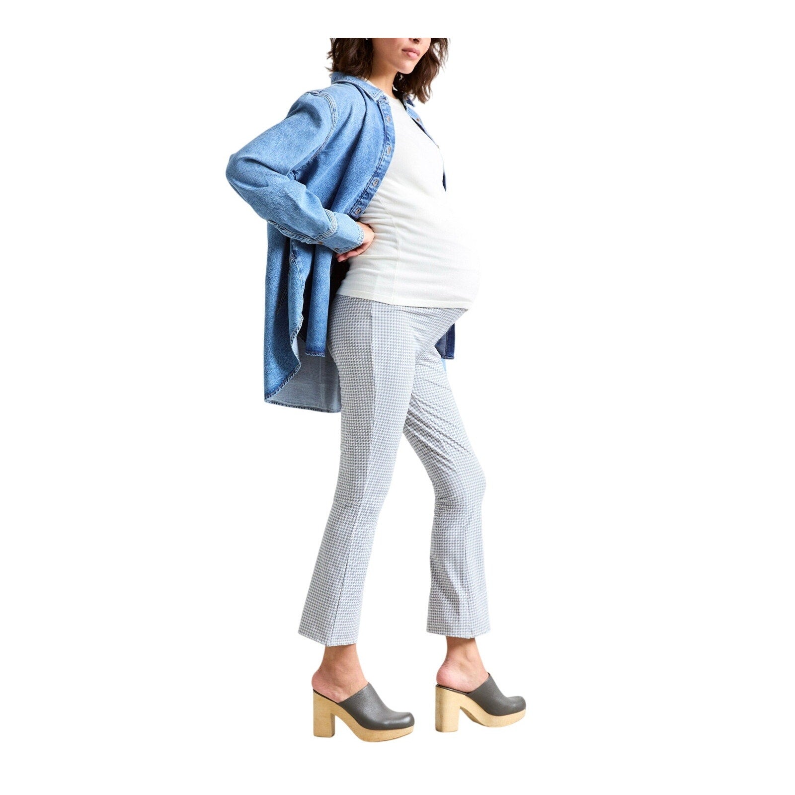 Hatch 'The Ultimate' Blue Viscose Before, During & After Crop Flare Pant Size XS