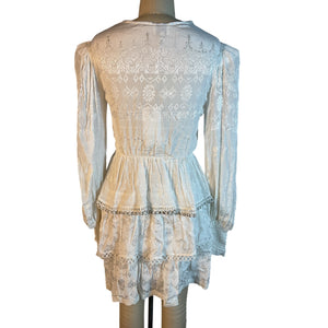 Hemant And Nandita Embroidered White Veda Mini Dress Size S NWT